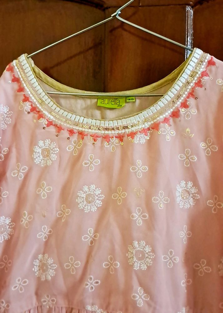 Aurelia Baby Pink Ethnic Party Dress