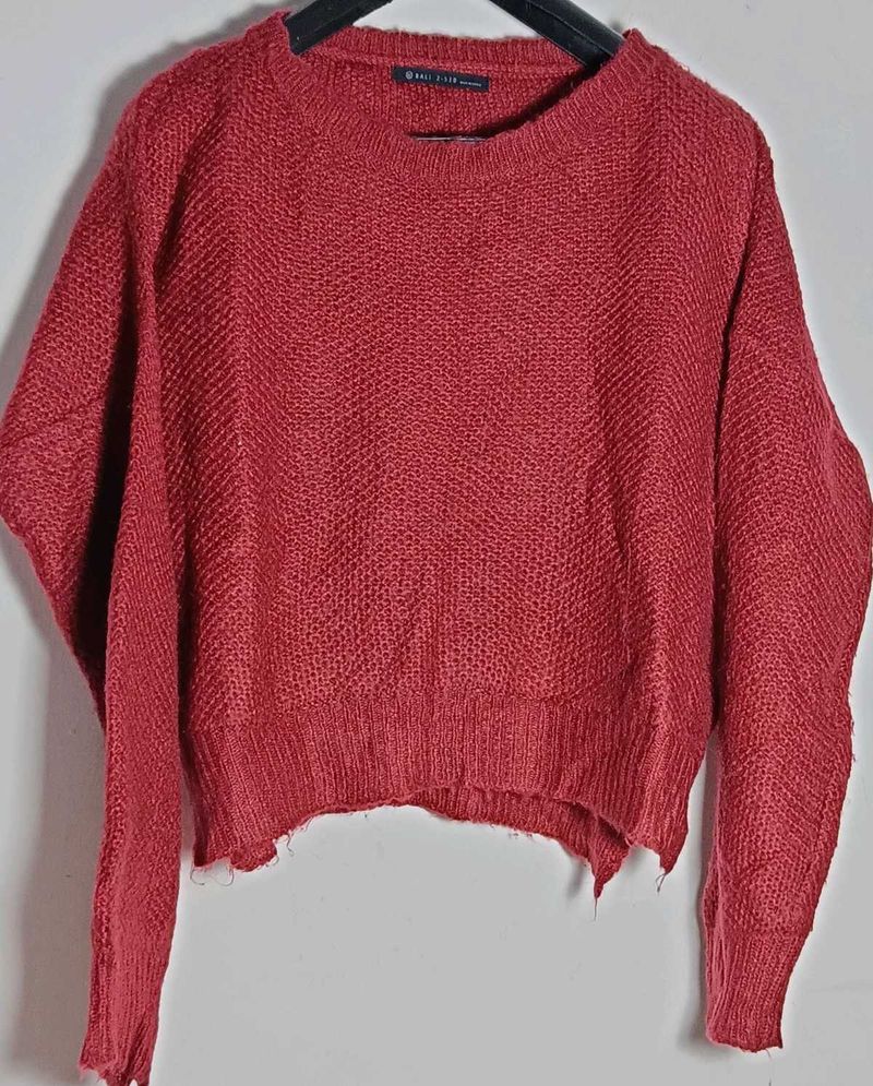 Mohair knit sweater red wine re