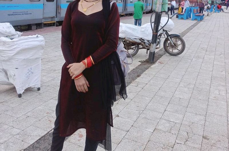 Wine Black Kurti