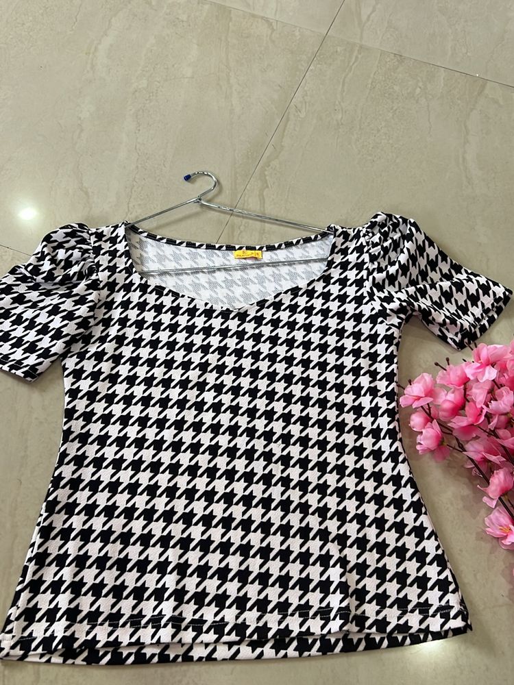 Uptownie  Lite Casual Polka Print  Women Black Top