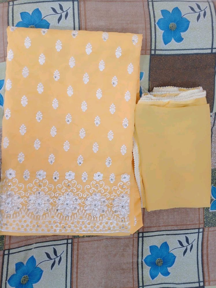 Yellow Embroidery Suit Material