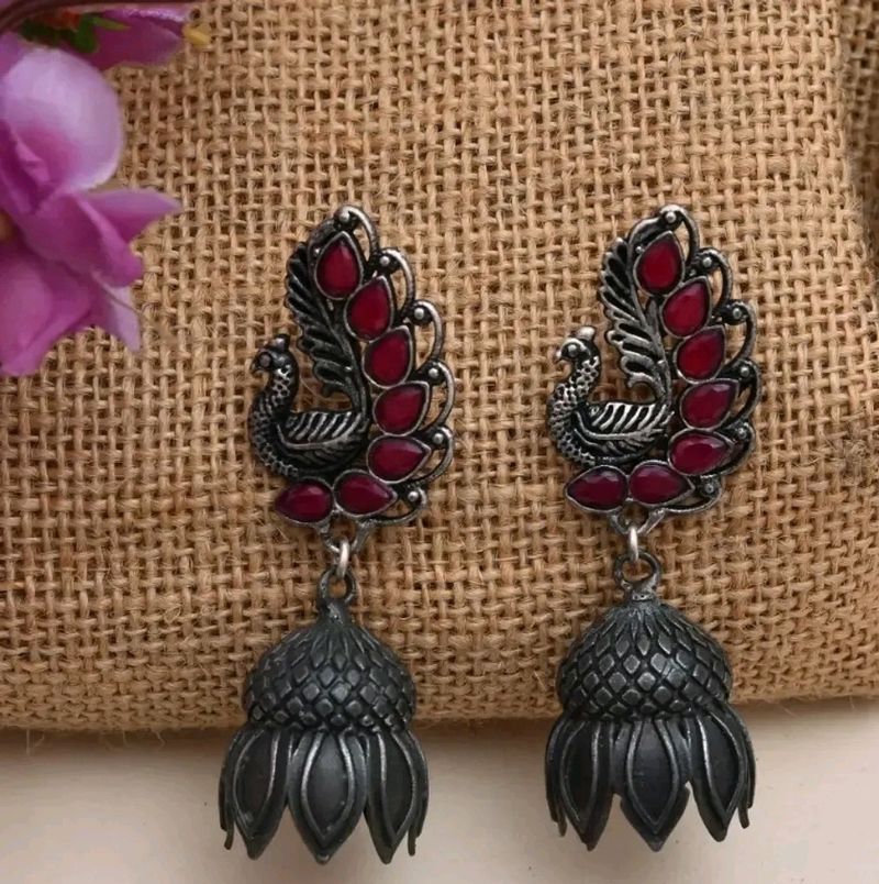 Oxidised Black Jhumka Jhumki Earrings