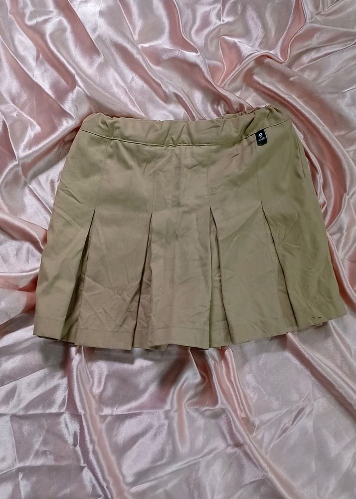 Box Pleat Beige Skort Mini