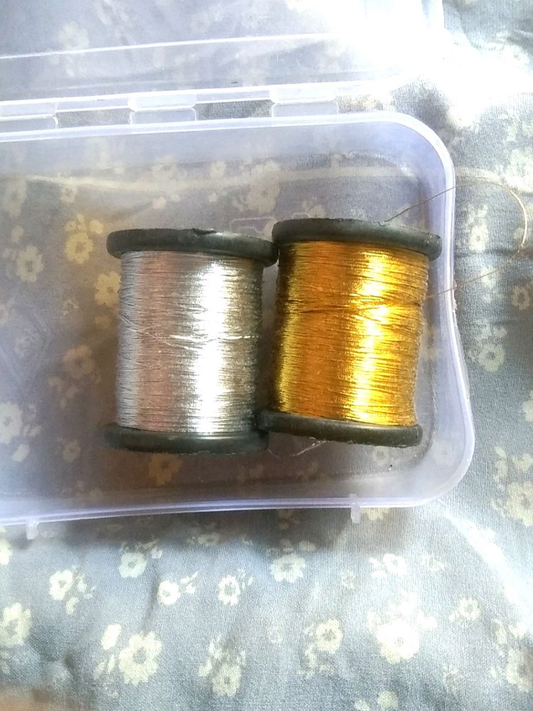 Golden And Silver Embroidery Thread 🧵