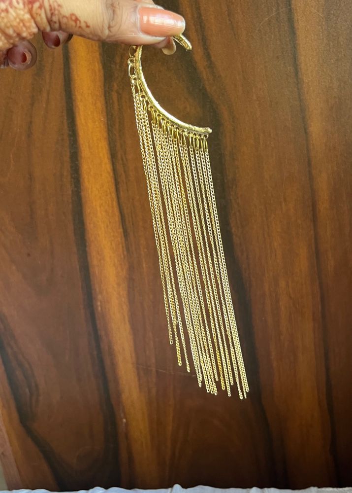 Golden Chain Single Party Wear Earring