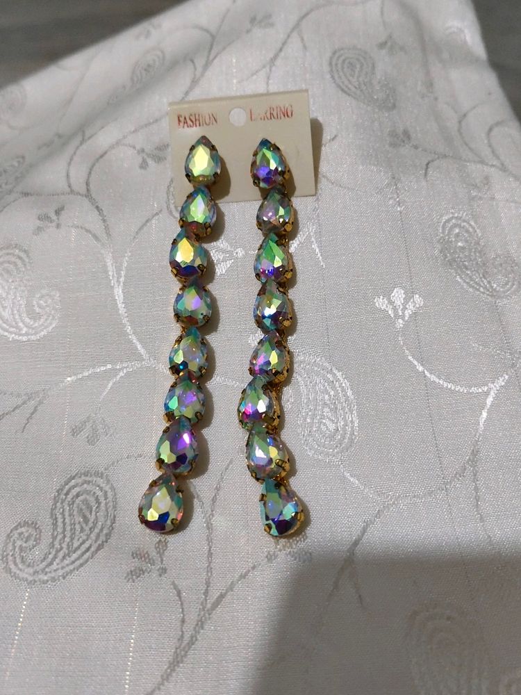 Rainbow Glass Stone Earring