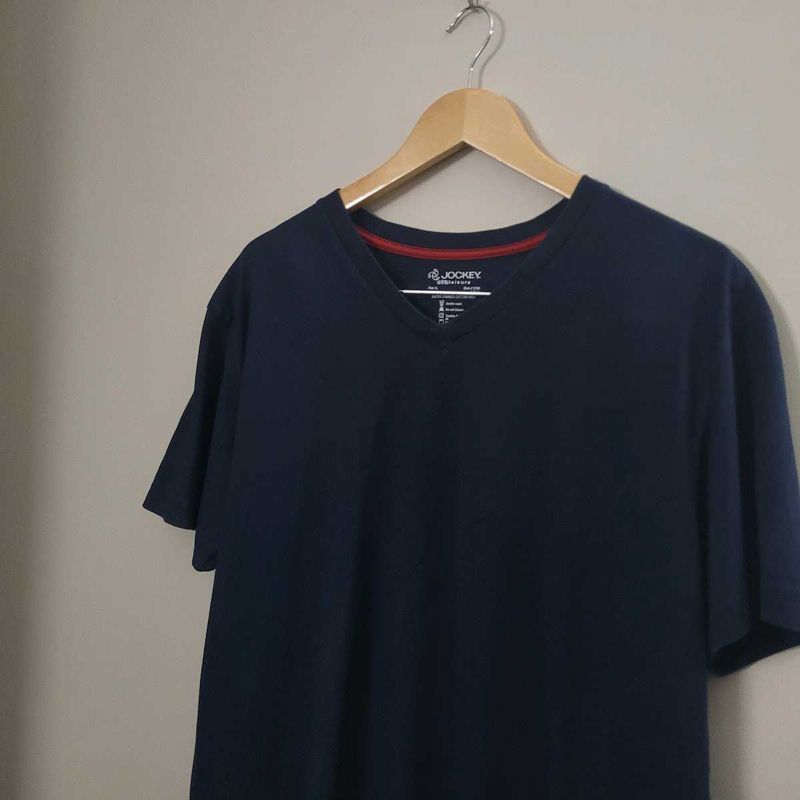 Jockey Men's V Neck Navy Blue Cotton Tshirt