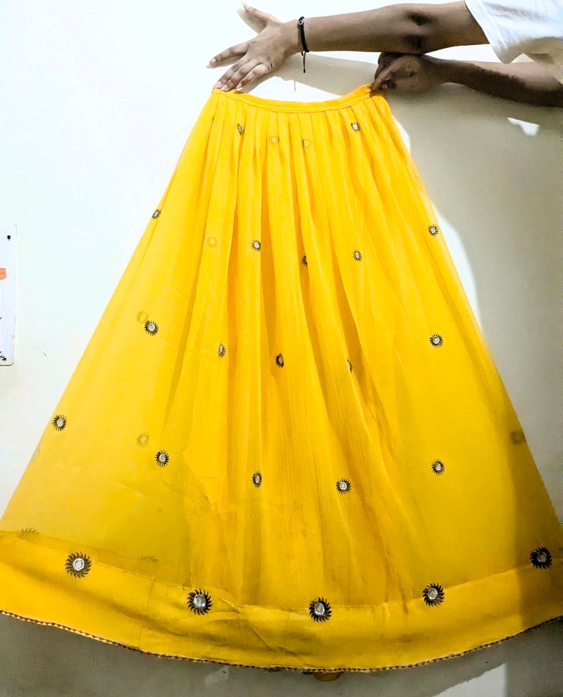 Yellow Haldi Lehenga Choli Dress With Side Dupatta