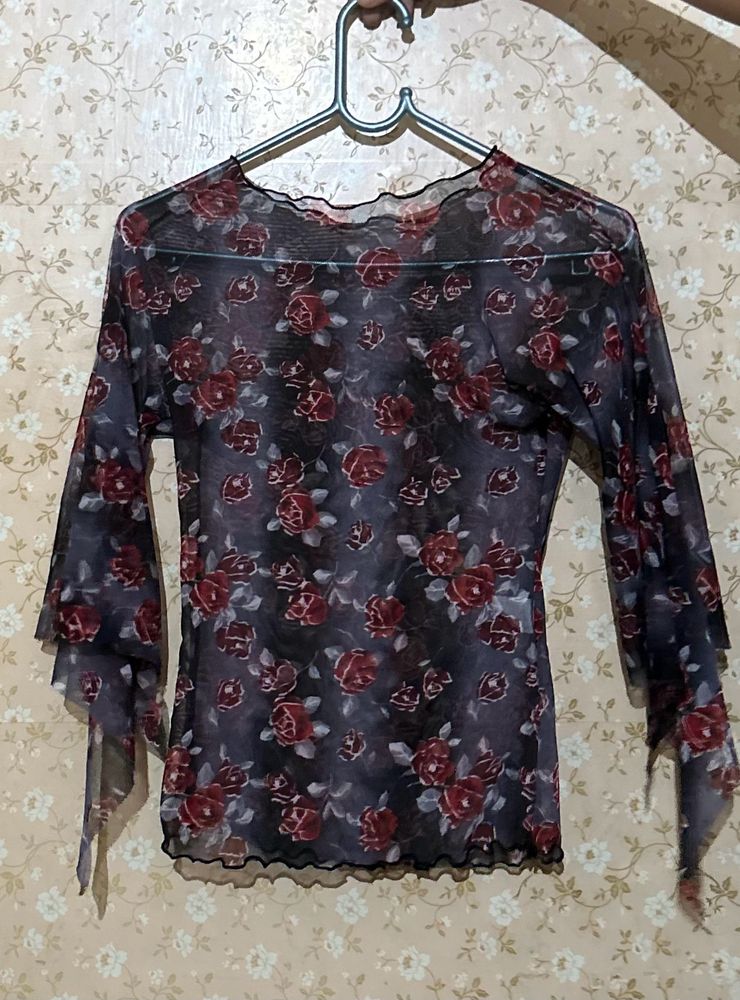 Floral Mesh Top