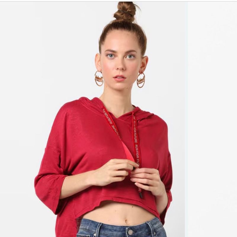 HOODED HIGH-LOW CROP TOP (NEW WITH TAG)