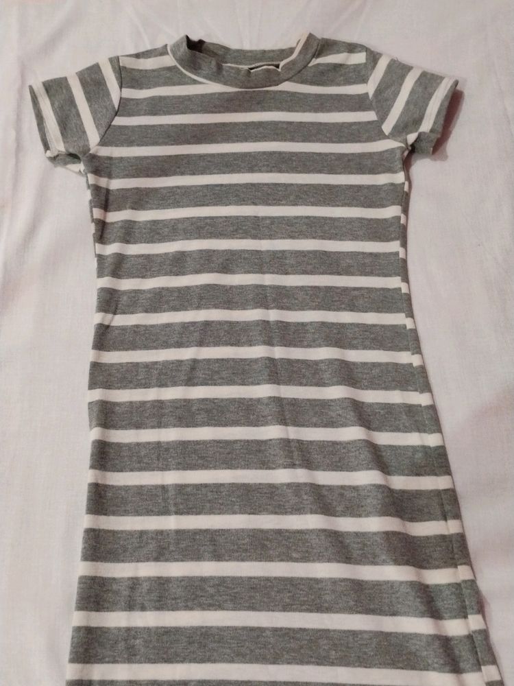 Grey And White Stripe Dress