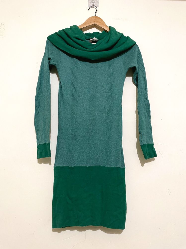 High Neck Green Dress By Curator