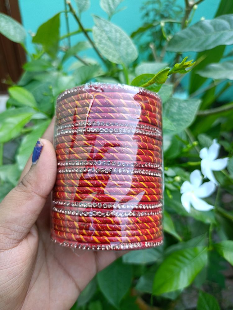 Lac Bangles Red and Golden Colour 💕💕