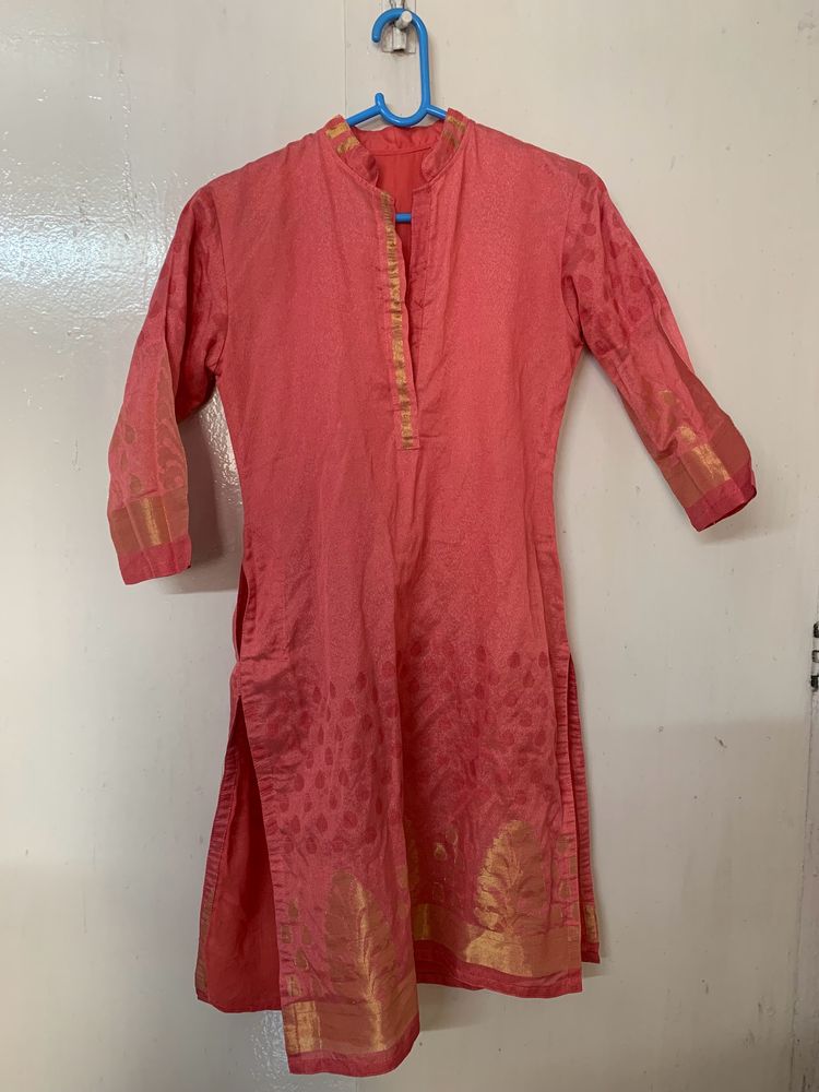 Pink Stitched Kurta