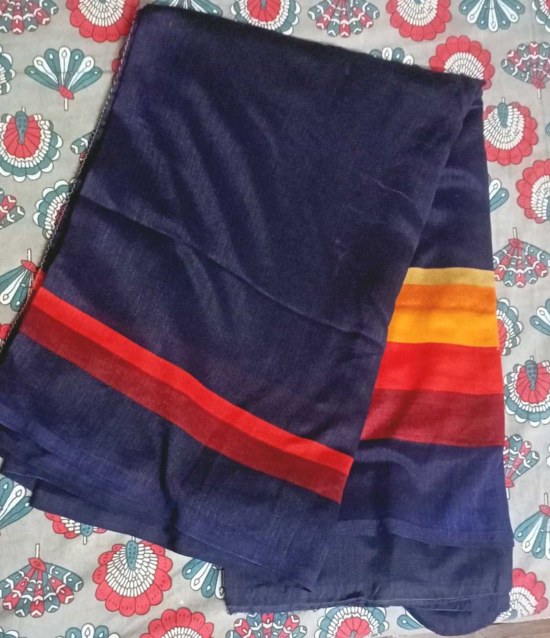 Navy Blue Saree Without Blouse