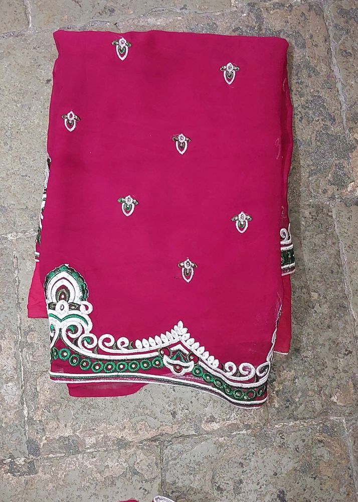 Heavy Embroidered Maroon Saree