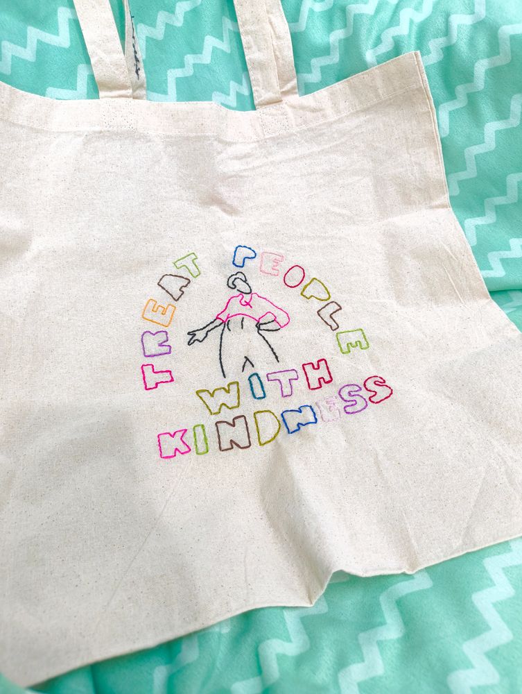 Hand Embroidered Harry Styles Tote Bag