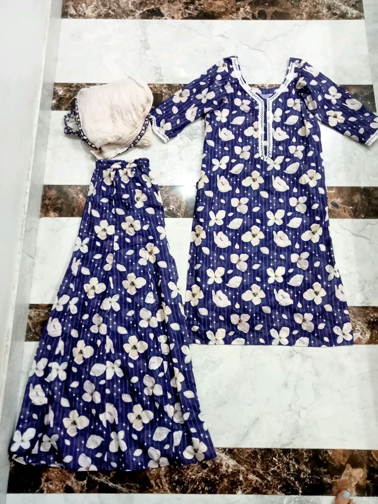 Floral Blue Kurta Set