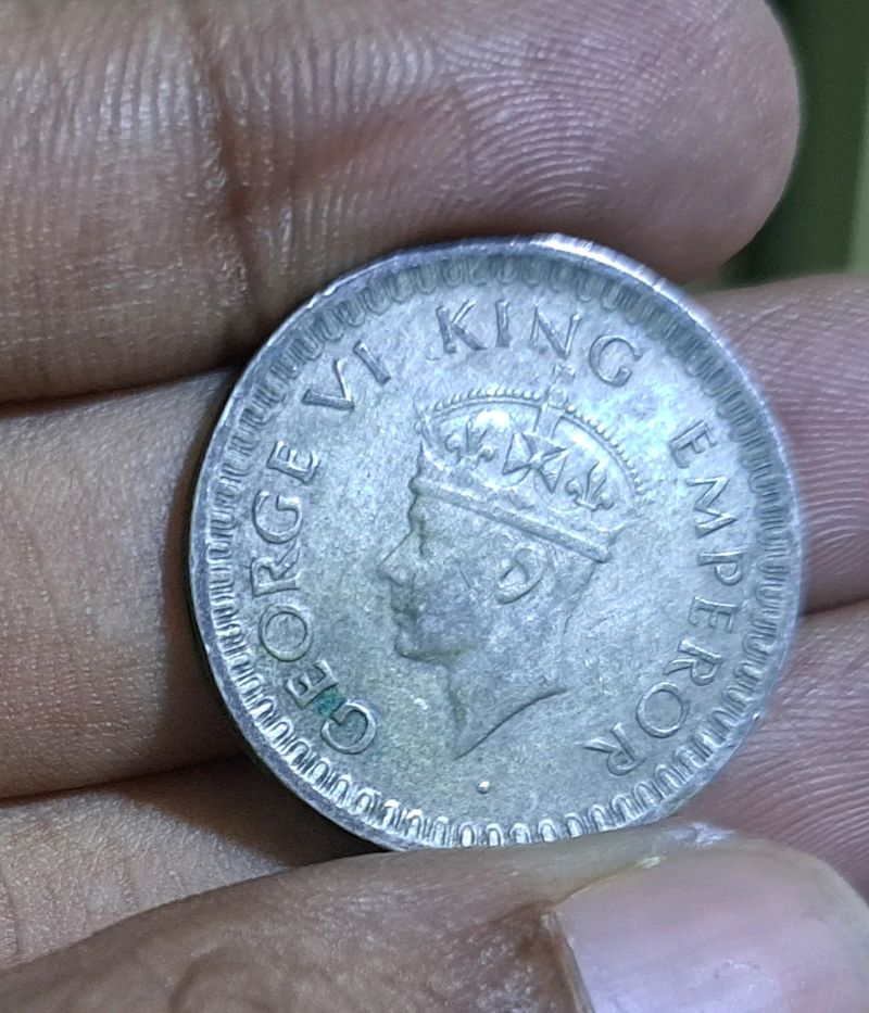 Very Rare Silver Half Rupee 1942 Coin