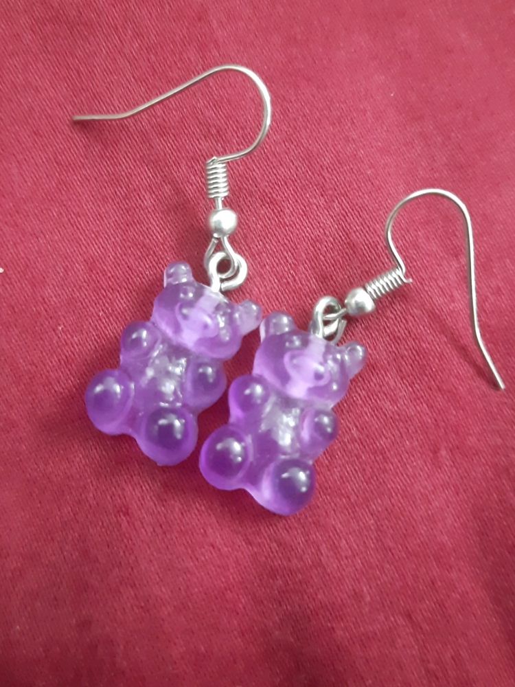 Purple Gummy Bear Earrings