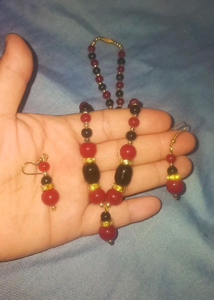 Alloy Gold Plated Red ❤ And black🖤 Jewel Set