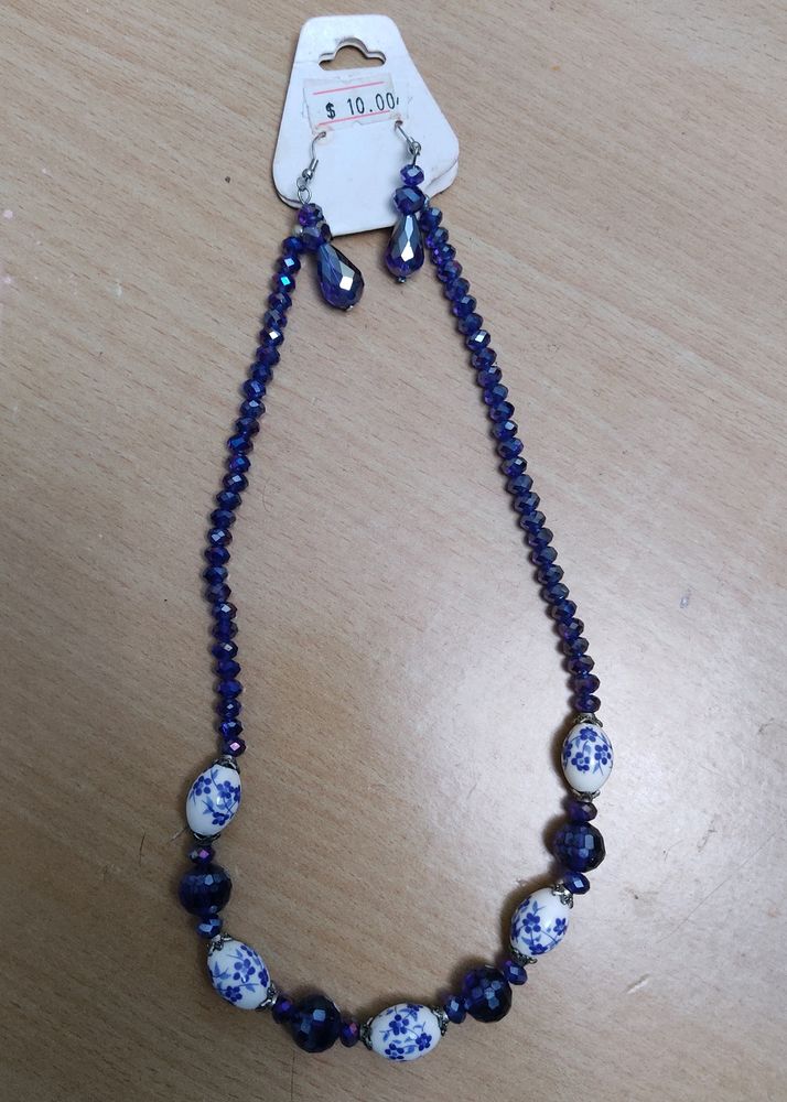 Foreign Beaded Necklace Set (Royal Blue)