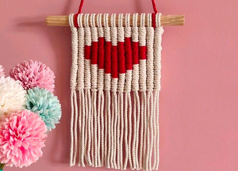 Macrame Pixel Heart Wall Decor