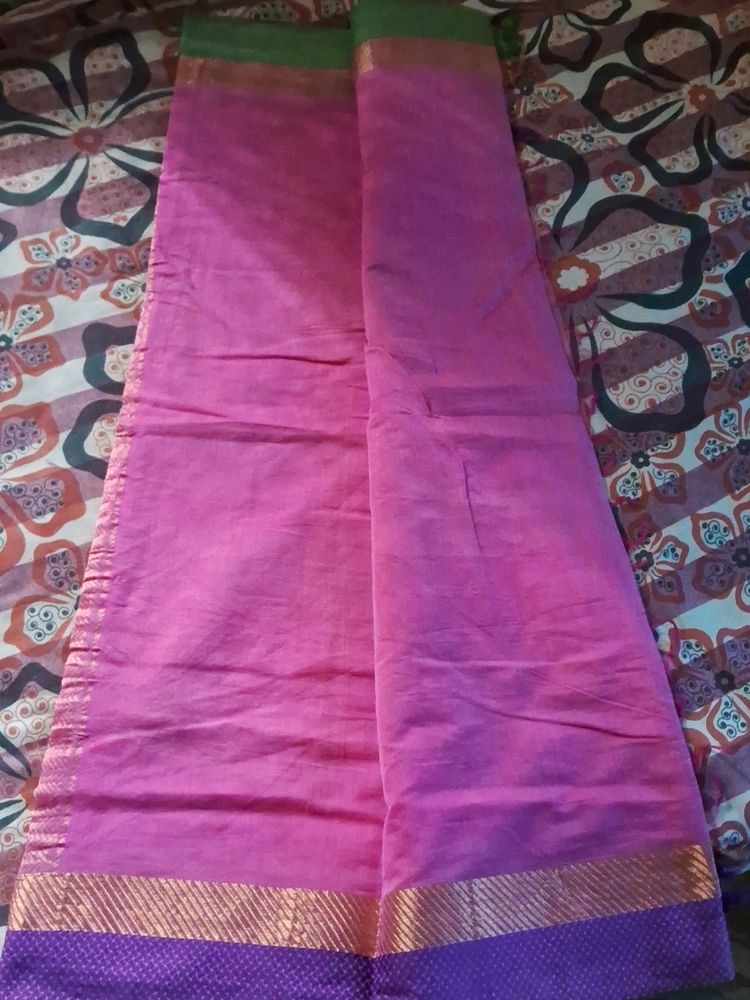 Pink Cotton Silk Saree