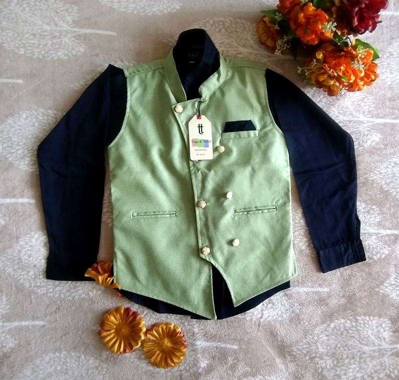 🆕Smart Waistcoat and Shirt Setfor10-11 Years Boys