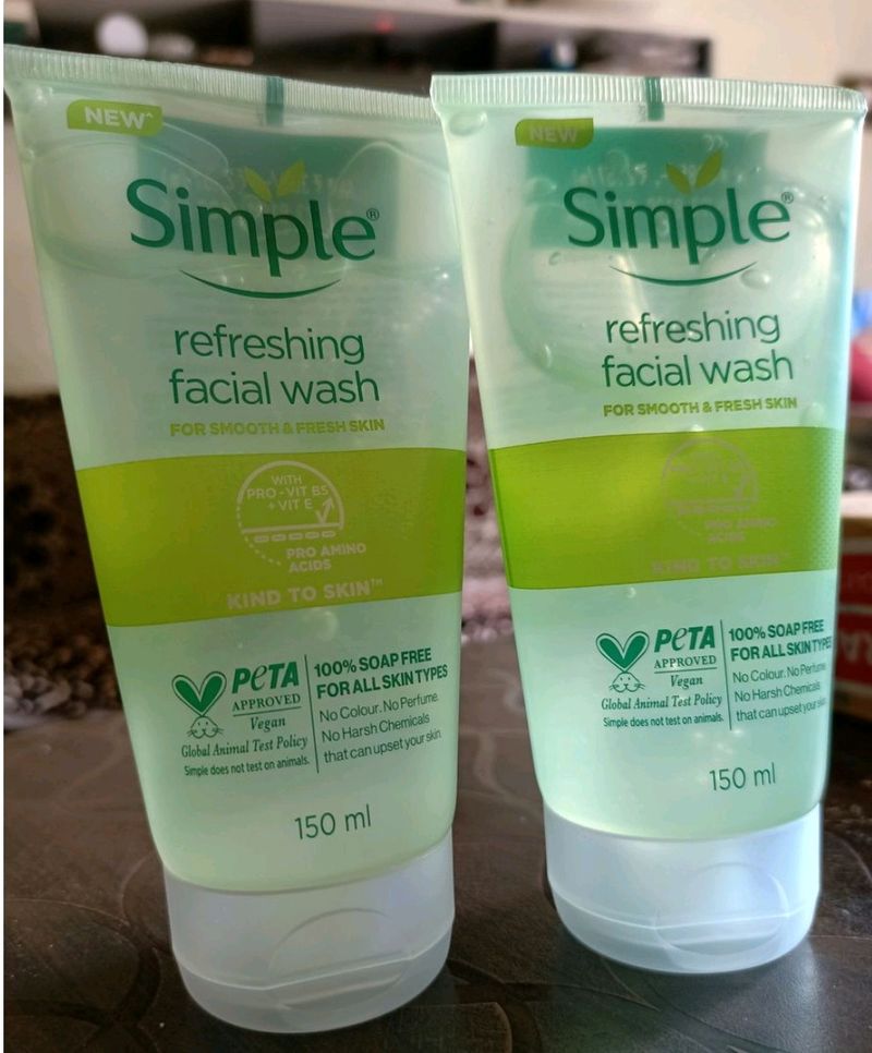 Pack Of 2 Simple Refreshing Facewash 150ml