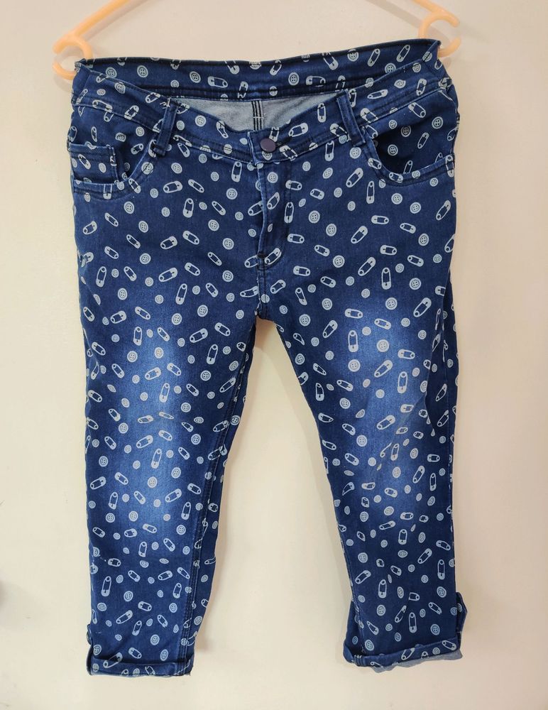 New Printed Denim Capri