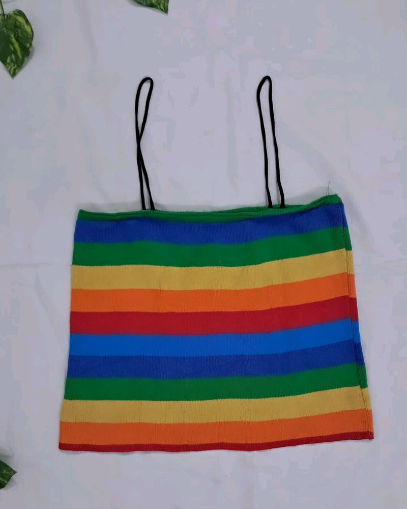 Women rainbow stripe cami top