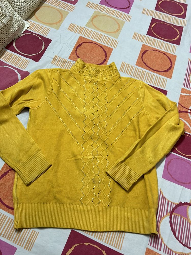 Mustard Motif Sweater