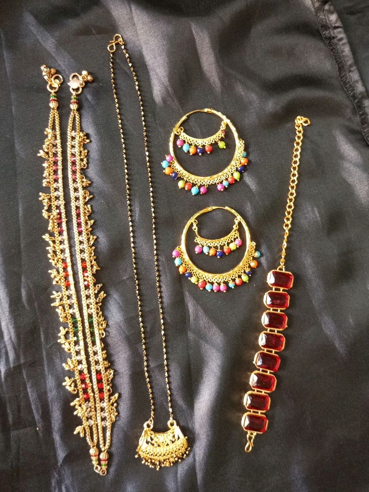 Payal, Mangalsutra, Earrings, Bracelet