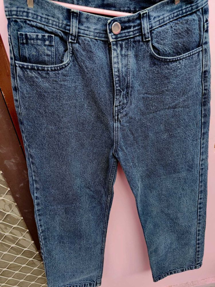 High Waist Blue Wide Leg Jeans