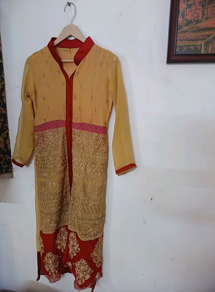 Tailor Stitched Embroidered Kurti with Cotton Lini