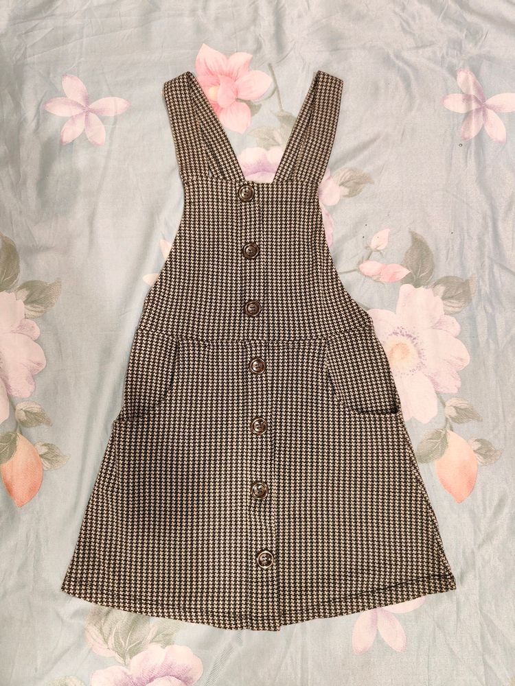 Black & White Checkered Pinafore Dress