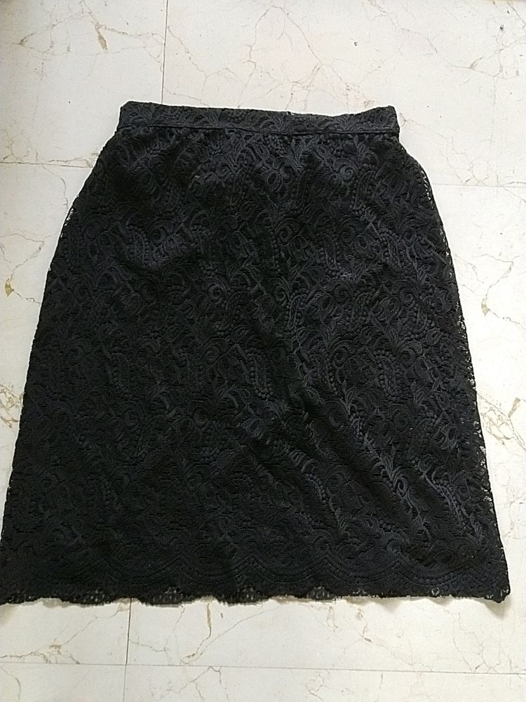 Black Net Formal Short Skirt