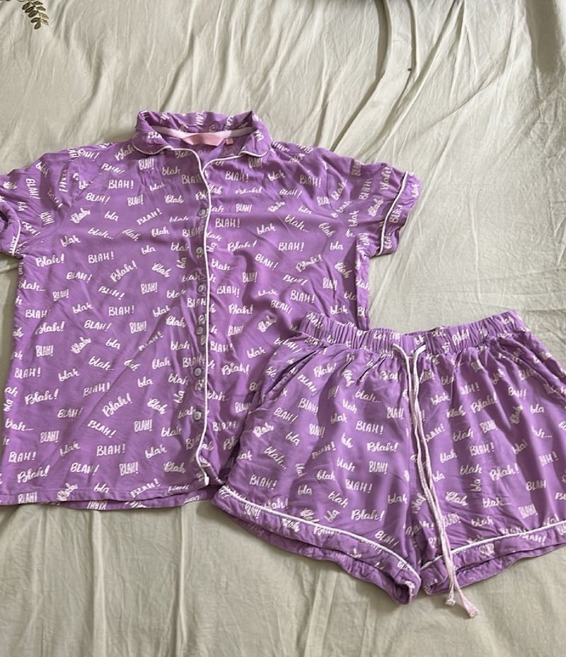 lavender Pyjama Shirt & Shorts XS Size