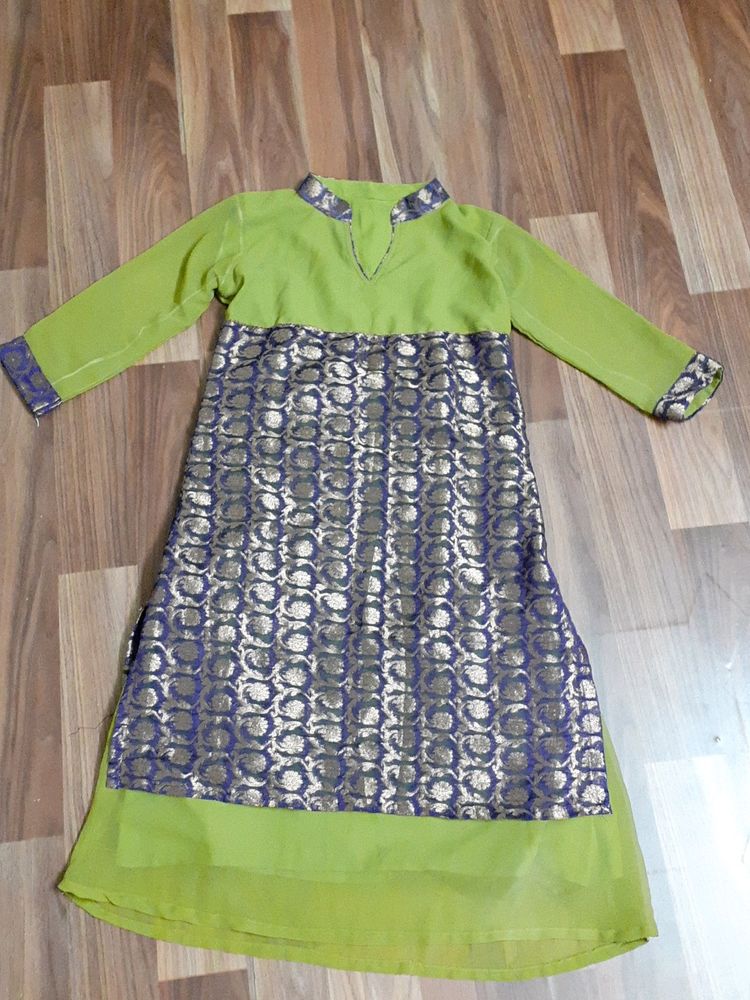 Parrot Green Silk Kurti