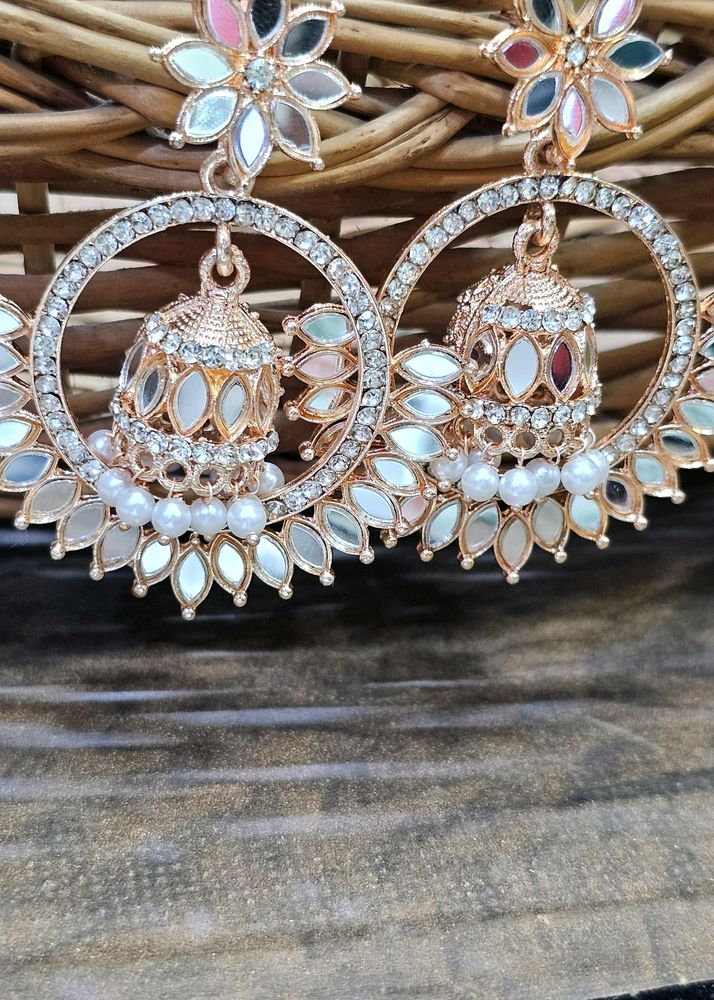 Rosegold Jhumki Chandbali Earrings