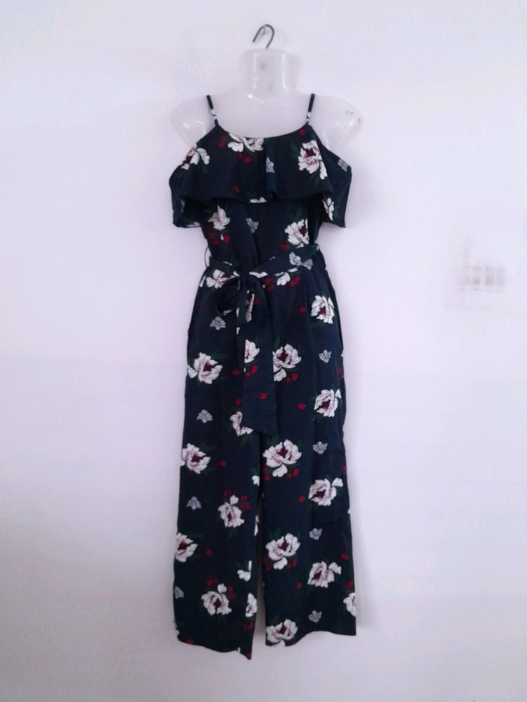 Navy Blue Printed Jumpsuit (Women's)