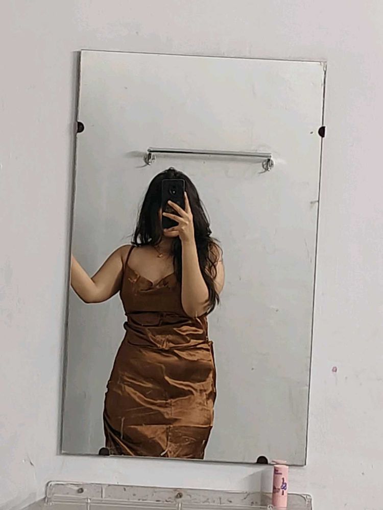 Brown Shoulder Straps Bodycon Dress