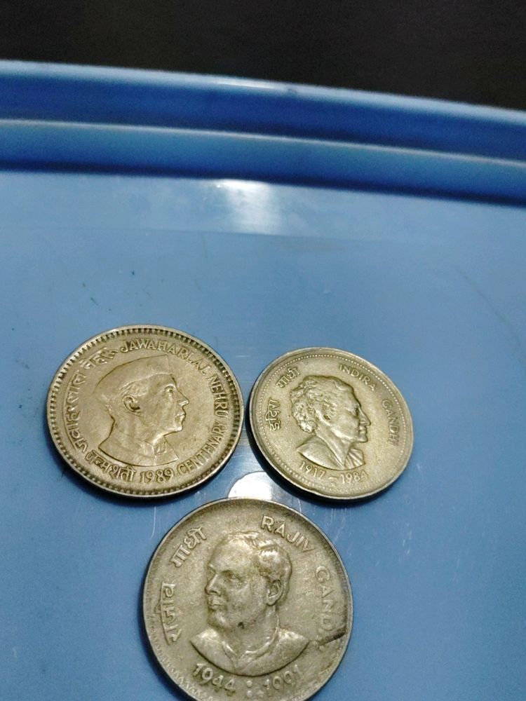 3 Indian Coins  With Political Leader Picture