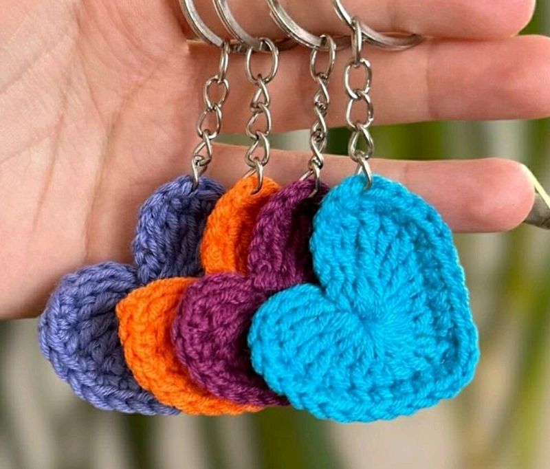 Crochet Hear Keychain