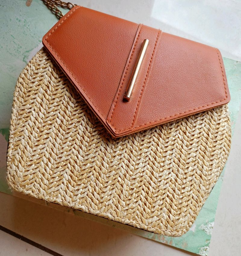 Jute & Brown Boho Sling Bag