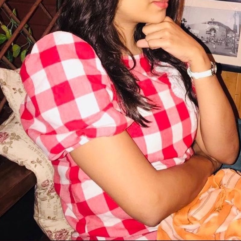 Checkered Red And White Top