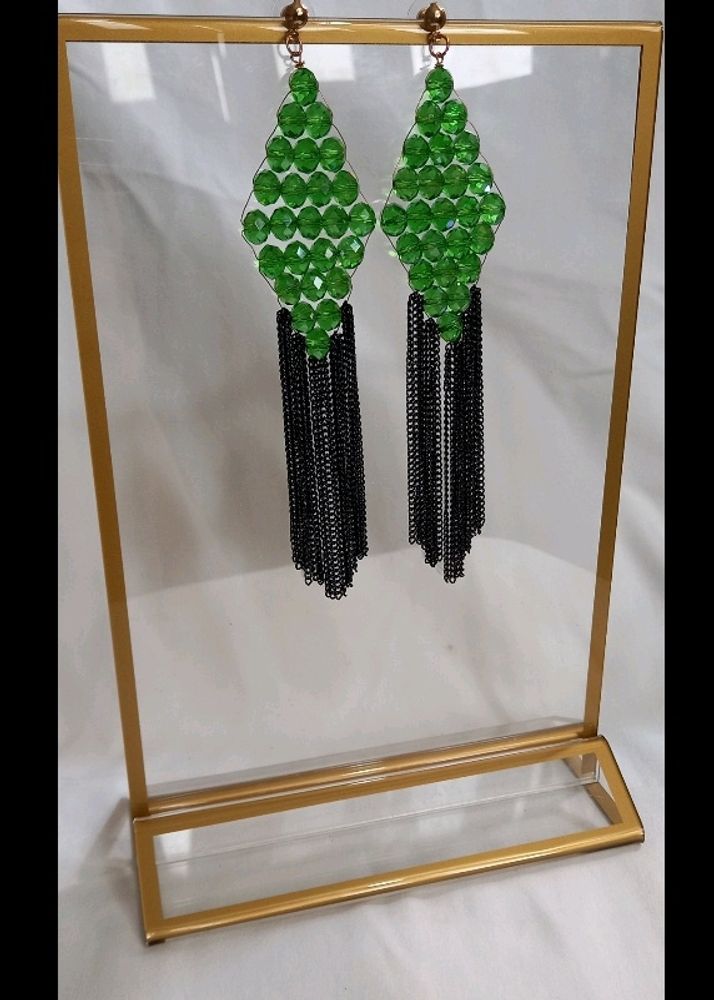 NEW LONG CRYSTAL EARRINGS