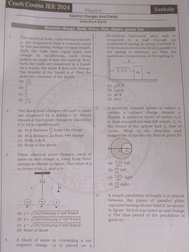 Class 12 Physics Jee DPP Physic Questions