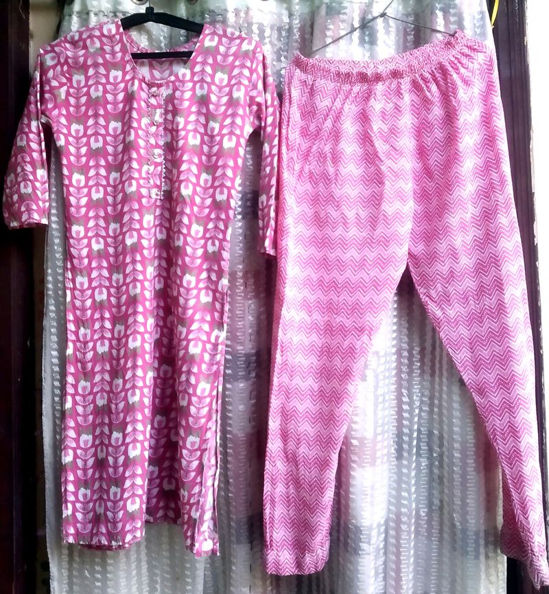 Pink Colour Kurti Set